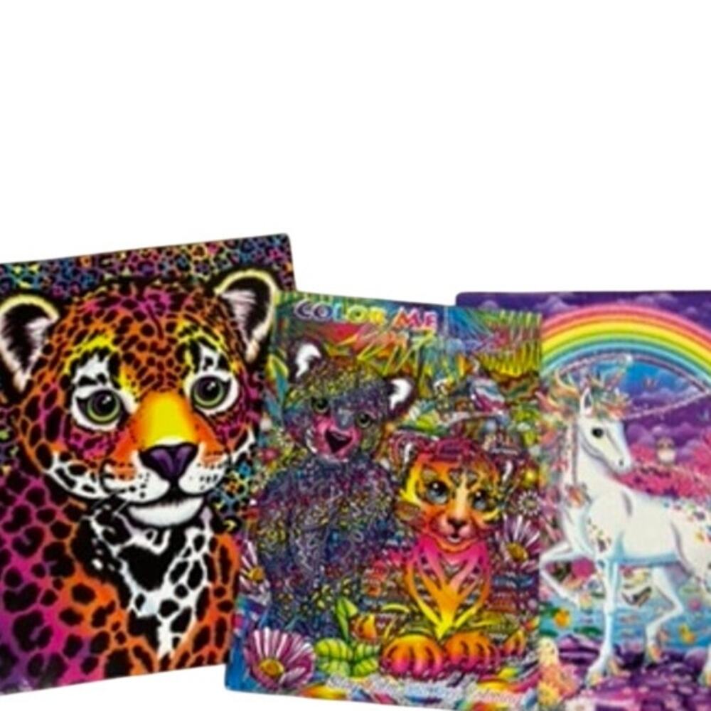 Lisa Frank Lot 2 Portfolio Folders & Color Me Lisa Frank Coloring Book Leopard
